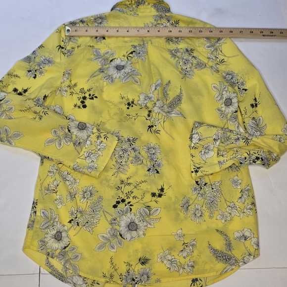 Yellow Floral Patterened Cotton Shirt Small Size No Brand Label - Picture 7 of 10